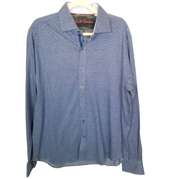 Robert Graham Mens L Blue Long Sleeve Button Up Cl